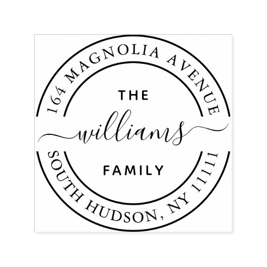 トレンディー書道ファミリーロゴスクリプト旋回 セルフインキングスタンプ (デザイン)