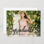 トレンディー書道卒業写真のお知らせ ポストカード (正面/裏面)