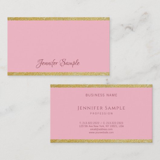 トレンディー書道金ゴールドグリッターモダンテンプレート 名刺 (正面/裏面)