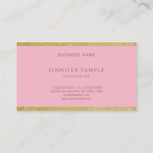 トレンディー書道金ゴールドグリッターモダンテンプレート 名刺 (裏面)