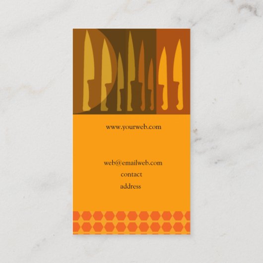 トレンディー最先端キッチン調理師シェフナイフ 名刺 (裏面)