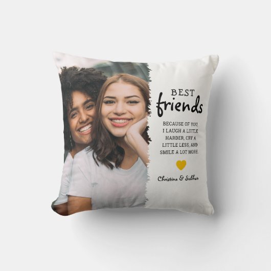 トレンディー最高のフレンズ写真と引用文 |ベスティーズ クッション (正面)