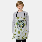 トレンディー最高のママエバーホワイトフローラモダン エプロン (着用した状態)