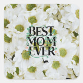 トレンディー最高のママエバーホワイトフローラモダン スクエアシール (正面)