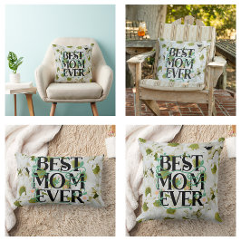 トレンディー最高のママエバーホワイトフローラモダン ランバークッション