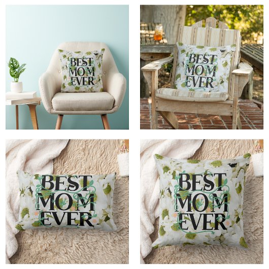 トレンディー最高のママエバーホワイトフローラモダン ランバークッション