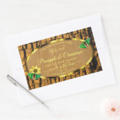 トレンディー木目素朴樹皮製品ラベル 長方形シール (封筒)