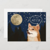 トレンディー柴犬ドッコインドッグトゥザムーンことわざ ポストカード (正面/裏面)