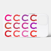 トレンディー格子柄ラッキーホースシューズピンクパープルr Case-Mate iPhoneケース (裏面 (横))