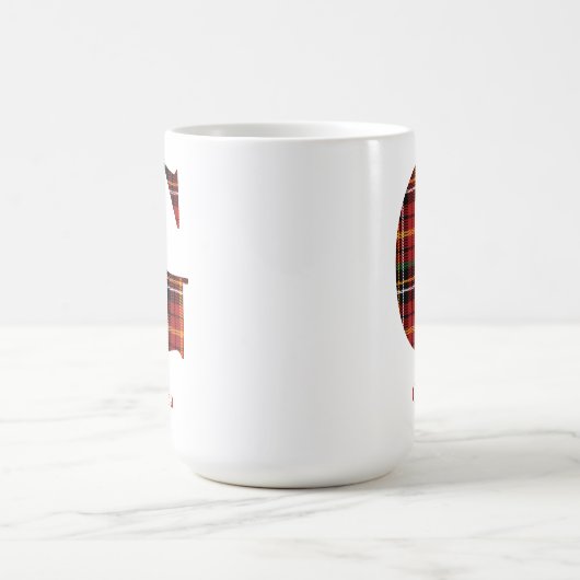 トレンディー格子状Gモノグラム名クリスマス コーヒーマグカップ (中央)