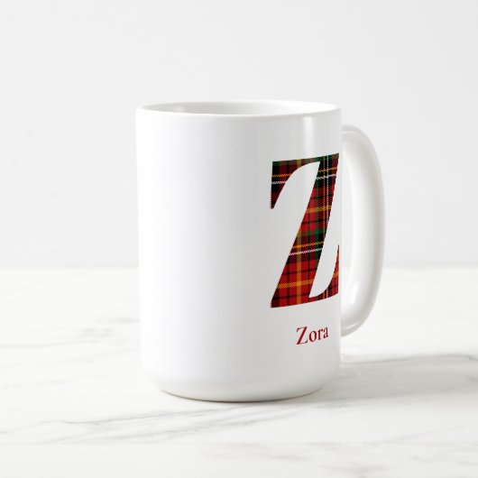 トレンディー格子状Zモノグラム名クリスマス コーヒーマグカップ (正面右)