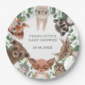トレンディー森の森林動物の赤ちゃんシャワーの好意 ペーパープレート (正面)
