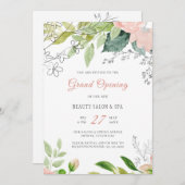トレンディー植物モダン美しいサロングランドオープン 招待状 (正面/裏面)