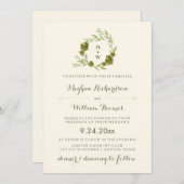 トレンディー植物性リース離れとアーティチョーク 招待状 (正面/裏面)