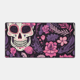 トレンディー模様スカルエレガントモダン花クール デスクマット
