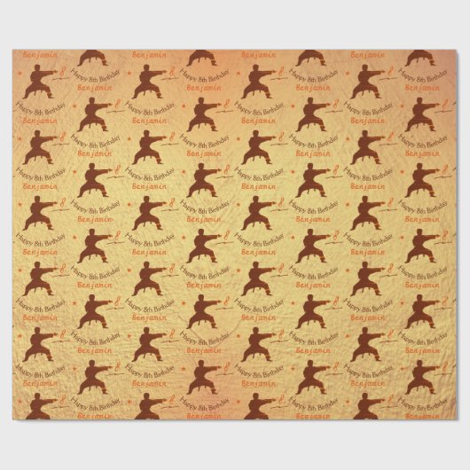 トレンディー武術アーツ空手キッズハッピー8誕生日 ラッピングペーパー (フラット)