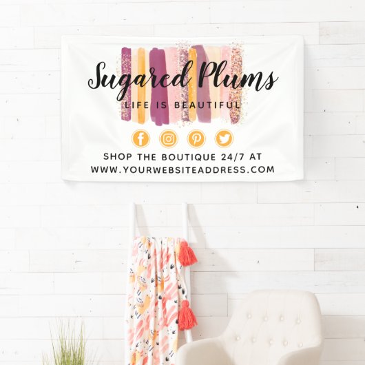 トレンディー水の色のストロ絵を描ークプラムパープル&金ゴールド 横断幕 (インサイチュ)