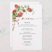 トレンディー水彩いちごブライダルシャワーメニュー (正面/裏面)