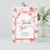 トレンディー水彩いちご赤ちゃんシャワーありがとう サンキューカード (スタンド正面)