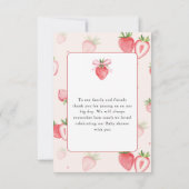 トレンディー水彩いちご赤ちゃんシャワーありがとう サンキューカード (裏面)