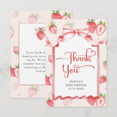 トレンディー水彩いちご赤ちゃんシャワーありがとう サンキューカード (正面/裏面)