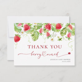 トレンディー水彩いちご赤ちゃんシャワーありがとう サンキューカード