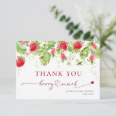 トレンディー水彩いちご赤ちゃんシャワーありがとう サンキューカード (スタンド正面)