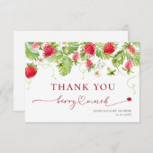 トレンディー水彩いちご赤ちゃんシャワーありがとう サンキューカード (正面/裏面)