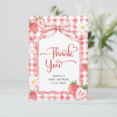 トレンディー水彩いちご赤ちゃんシャワーありがとう サンキューカード (スタンド正面)