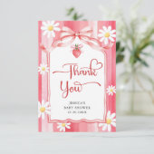 トレンディー水彩いちご赤ちゃんシャワーありがとう サンキューカード (スタンド正面)