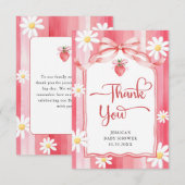 トレンディー水彩いちご赤ちゃんシャワーありがとう サンキューカード (正面/裏面)