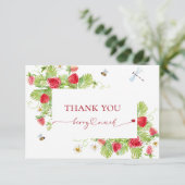 トレンディー水彩いちご赤ちゃんシャワーありがとう サンキューカード (スタンド正面)