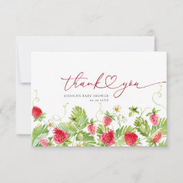 トレンディー水彩いちご赤ちゃんシャワーありがとう サンキューカード