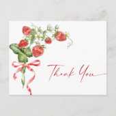 トレンディー水彩いちご赤ちゃんシャワーありがとう ポストカード (正面)