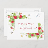 トレンディー水彩いちご赤ちゃんシャワーありがとう ポストカード (正面/裏面)