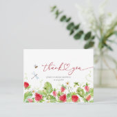 トレンディー水彩いちご赤ちゃんシャワーありがとう ポストカード (スタンド正面)