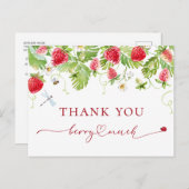 トレンディー水彩いちご赤ちゃんシャワーありがとう ポストカード (正面/裏面)