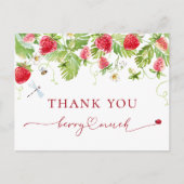トレンディー水彩いちご赤ちゃんシャワーありがとう ポストカード (正面)