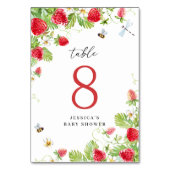 トレンディー水彩いちご赤ちゃんシャワー テーブルナンバー (裏面)