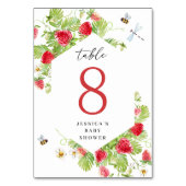 トレンディー水彩いちご赤ちゃんシャワー テーブルナンバー (裏面)