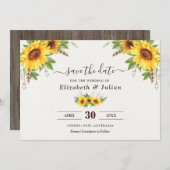 トレンディー水彩ひまわり夏の保存日付 招待状 (正面/裏面)