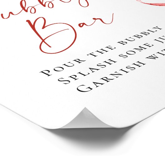 トレンディー水彩イチゴブライダル泡立バー ポスター (角)