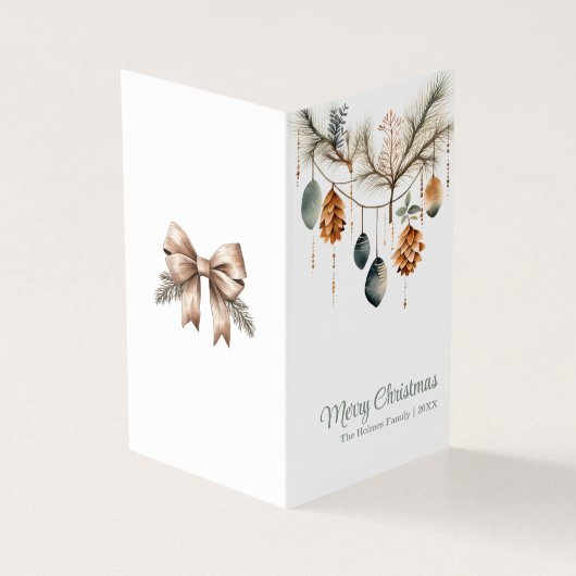 トレンディー水彩クリスマスオーナメントグリーティングカード (外部)