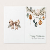 トレンディー水彩クリスマスオーナメントグリーティングカード (外部フラット)