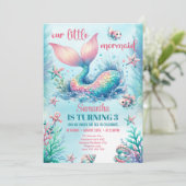 トレンディー水彩ターコイズマーメイドテール誕生日 招待状 (スタンド正面)