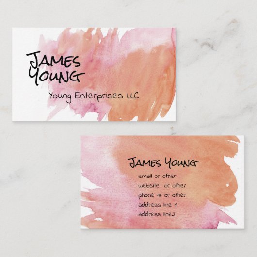 トレンディー水彩デザインカスタム名刺 名刺 (正面/裏面)