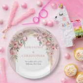 トレンディー水彩バラ金ゴールド花パンパスグラス ペーパープレート (パーティー)