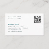 トレンディー水彩フラワー、名前、QRコード、ティール(緑がかった色) 名刺 (裏面)