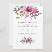 トレンディー水彩フローラブライダルシャワー招待 招待状 (正面)