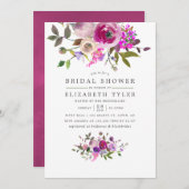 トレンディー水彩フローラブライダルシャワー招待 招待状 (正面/裏面)